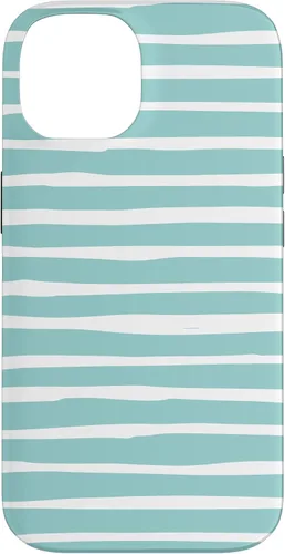 Vista 4 de iPhone 16 Cute Pastel Mint Green Aqua & White Wavy Stripe Case