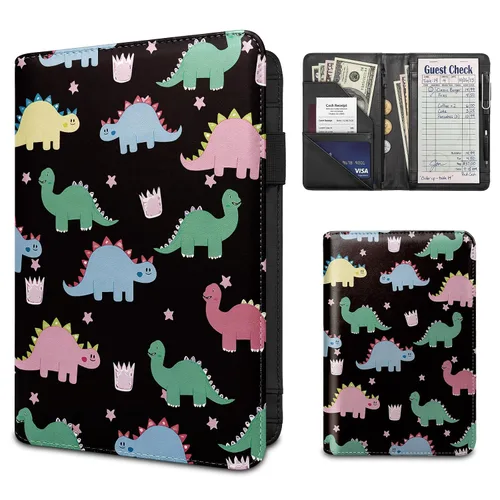 Vista 12 de Server Book for Waitress,Waiter Book with Zipper Pocket,PU Leather Waitstaff Organizer Wallet with 7 Pockets,Guest Check & Money Holder,Fits Server