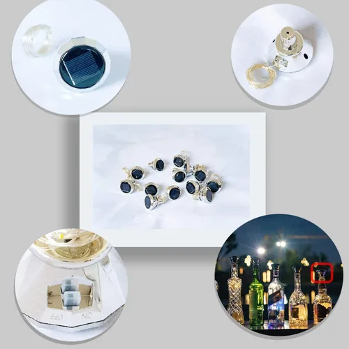Vista 2 de VOOKRY - Luces de botella de vino con corcho, funciona con pilas, luces de cadena de hadas, mini luces de alambre de cobre para bricolaje, fiesta