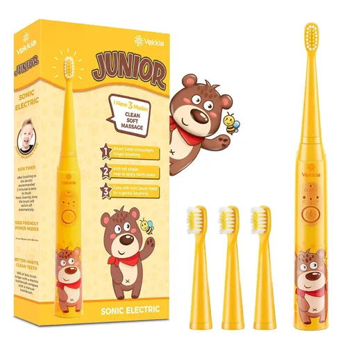 Vista 9 de Vekkia - Cepillos de dientes eléctricos para niños 3 Modes with Memory/Fun & Easy Cleaning/24000 Strokes, IPX7 Waterproof, 2-Min Timer for Age