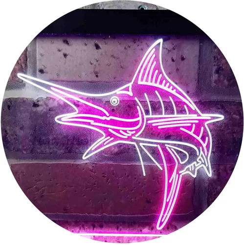 Vista 13 de ADVPRO Marlin Fish Room Man Cave Dual Color LED Neon Sign Blue & Red 12 x 8 Inches st6s32-i3723-br