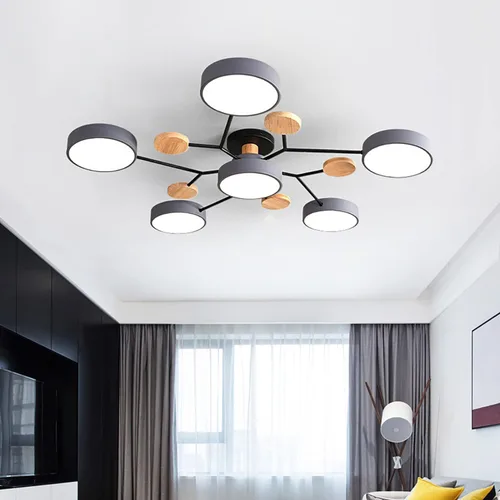 Vista 21 de Lámpara de techo LED regulable, lámpara de techo moderna de 9 pulgadas, montaje empotrado, de madera, de 12 W, lámpara blanca para sala de estar