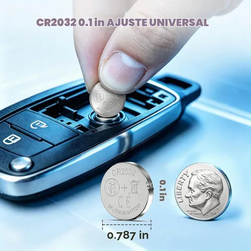 Vista 2 de CR2032 - Batería para llave de coche: baterías de litio de 3 V, paquete de 10 pilas CR 2032 para reloj de seguimiento remoto, reemplazo de juguetes