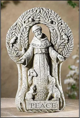 Vista 2 de Avalon Gallery - Figura de jardín de árbol de la paz de San Francisco, estatua de resina de piedra para exteriores, 12.5 pulgadas de alto x 8