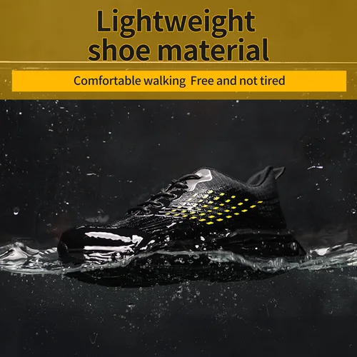 Vista 3 de R-Win Zapatos de punta de acero para hombres y mujeres, con amortiguación de aire, zapatos de seguridad, antideslizantes, ligeros, cómodos, zapatos