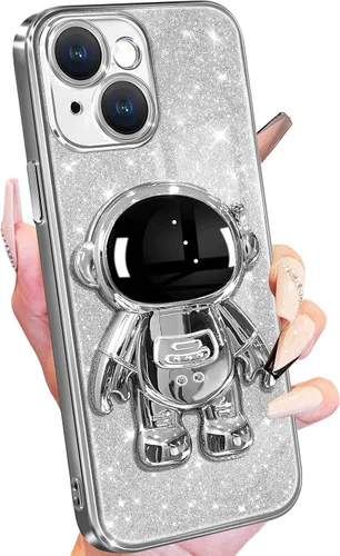 Vista 34 de Buleens Funda para iPhone 11 Pro Max Astronauta, Fundas Transparentes para iPhone 11 ProMax con Papel con Purpurina y Soporte de Astronauta, Mujeres