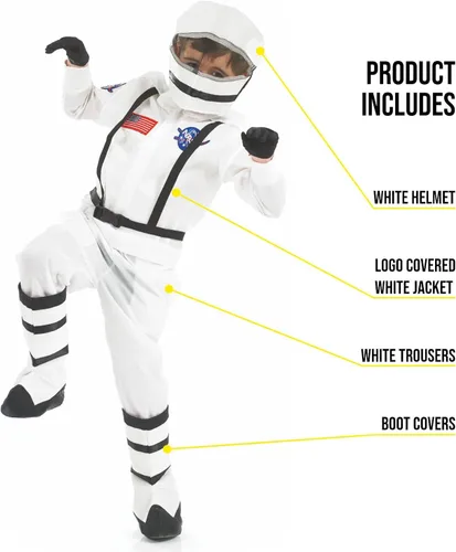 Vista 2 de Fun Shack Disfraz de astronauta para niños traje espacial de la NASA disfraces de Halloween para niños disponible en tallas S M L XL