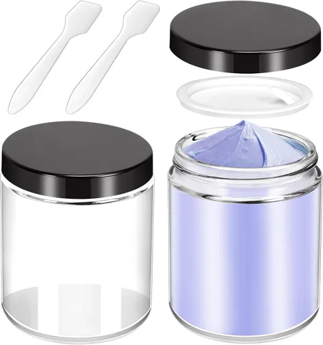 Vista 21 de 6 Pack de tarros de vidrio ámbar de 1 oz con tapas, tarros pequeños de vidrio de 1 onza con tapas y forros interiores, tarros redondos transparentes