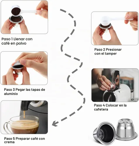 Vista 4 de Didaey Cápsulas de Espresso Reutilizables de Acero Inoxidable Vainas de Café Recargables Cápsulas de Espresso Reutilizables con Sellos de Papel