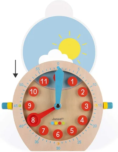 Vista 5 de Janod Aprende a decir la hora - Reloj educativo de madera para enseñanza - A partir de 5 años - J05076