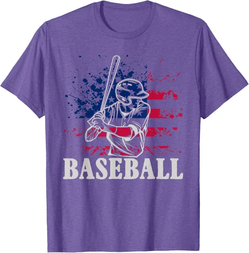 Vista 11 de Camiseta de béisbol deportiva estadounidense con bandera estadounidense, Negro, S