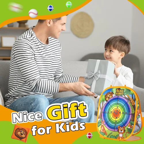 Vista 7 de Juegos de lanzamiento de bolsas de frijoles para niños, juego de pelota de lanzamiento y captura para niños, juguetes de béisbol al aire libre