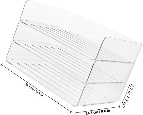 Vista 2 de Bandeja organizadora de escritorio apilable para papel y archivos, soporte ancho transparente para documentos que ahorra espacio, estante
