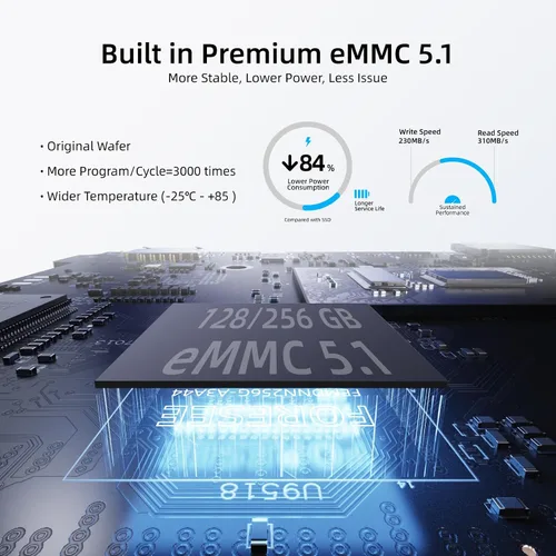 Vista 4 de MeLE Quieter3C Mini PC sin ventilador, Celeron N5100, 8 GB de RAM, 256 GB de almacenamiento USB-C de función completa, WiFi 5, soporte de pantalla
