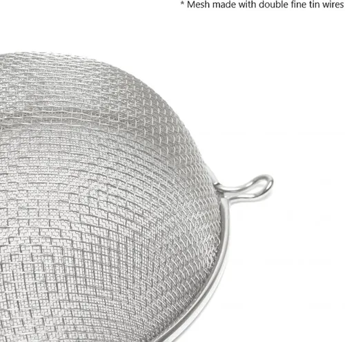 Vista 3 de TrueCraftware - Colador de malla de estaño fino doble de 6 pulgadas de longitud de mango de madera de 6-3/4 pulgadas - Utensilios de cocina, colador