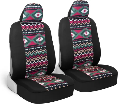 Vista 13 de BDK - Fundas para asientos de automóvil con patrón azteca, juego de 2 fundas para asientos delanteros con estampado geométrico que incluye Aztec