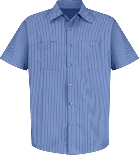 Vista 3 de Red Kap mens manga corta industrial raya trabajo camisa