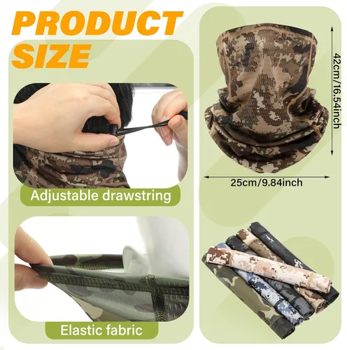 Vista 2 de Geyoga Adjustable Cooling Neck Gaiters for Men Turkey Hunting Breathable Summer UV Protection Face Mask with Mesh Holes Strap