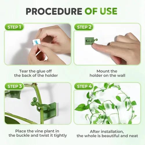 Vista 3 de HISKI Clips de pared para escalada de plantas, fijador de plantas verdes con gancho autoadhesivo, clips de pared para plantas trepadoras, clips