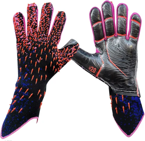 Vista 9 de Guantes de portero de portero para adultos y jóvenes, guantes de portero de fútbol con palma de látex antideslizante en relieve, sin muñeca