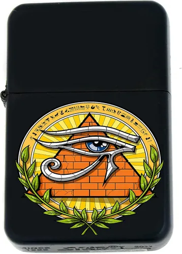 Vista 3 de Faraón, egipcio, tutankamón, cleopatra, ojo de Horus, pirámides-Ankh, leona-diosa única coleccionable s Infinity negro mate encendedores a prueba