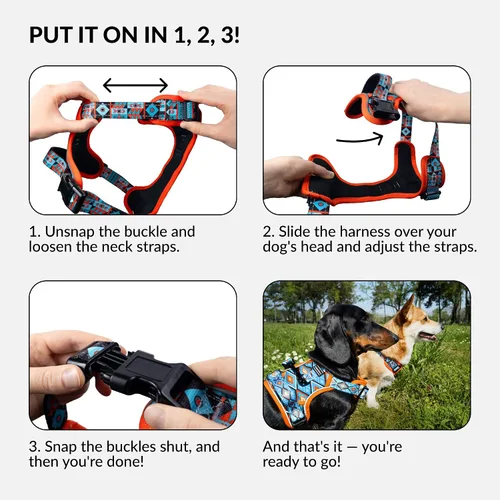 Vista 3 de CollarDirect Arnés reflectante sin tirones para perro, con asa y clip frontal, chaleco acolchado suave ajustable para perros pequeños a grandes