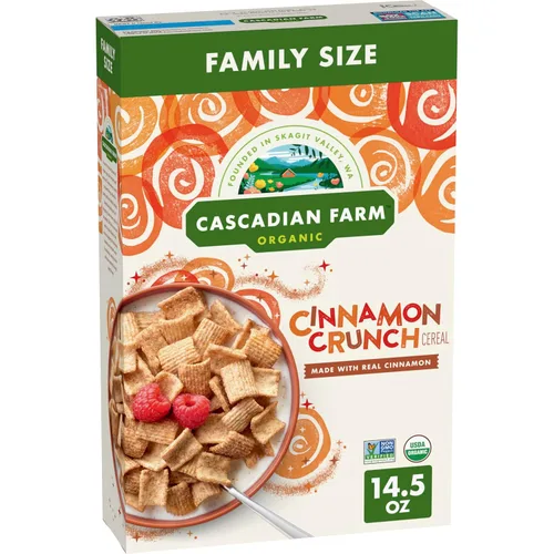 Vista 8 de Cascadian Farm Cereal de crujido de canela orgánico, cereal de grano entero, 9.2 oz Made with Real Cinnamon; No Artificial Flavors; Non-GMO