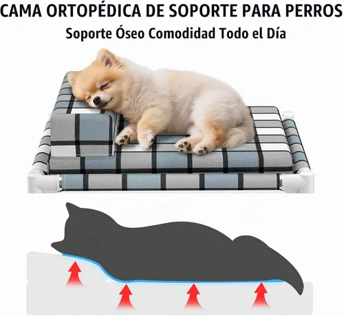 Vista 3 de Cama elevada para perros con cojín y refuerzo, camas elevadas para perros