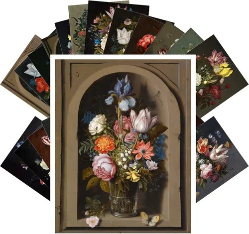 Vista 20 de PIXILUV Johann - Postales vintage (24 unidades), diseño de flores salvajes, jardín, aun vida, arte de pintura de museo antiguo, reimpresión