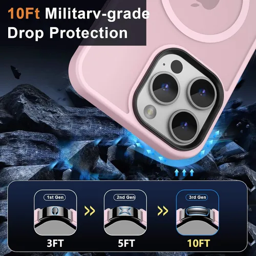 Vista 4 de MOCCA - Funda magnética a prueba de golpes para iPhone 14 Pro Max, color A-Rosa