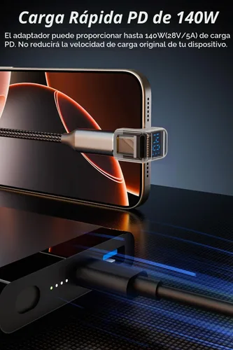 Vista 3 de Jadebones - Juego de 2 adaptadores USB C de 180 grados con pantalla digital