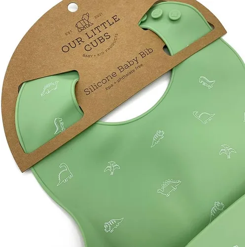 Vista 6 de Baberos de silicona para bebés, ajuste ajustable, babero impermeable, suministros de alimentación para bebés
