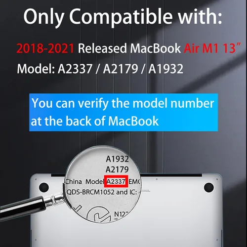 Vista 2 de Teryeefi Funda compatible con MacBook Air de 13 pulgadas M1 2021 2020 2019 2018 versión A2337 A2179 A1932 con Touch ID, carcasa rígida de plástico