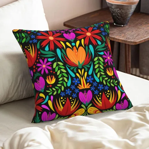 Vista 8 de Paquete de 2 fundas de almohada mexicanas de 18 x 18 pulgadas para almohadas de sofá, decoración del Día de los Muertos Día de los Muertos Cinco
