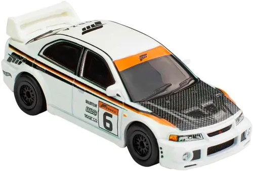 Vista 2 de Hot Wheels Colección de entretenimiento retro, Mitbisi Lncr Evluin Vi, TV y videojuegos, réplicas icónicas para jugar o exhibir, regalo