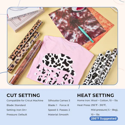 Vista 5 de HTVRONT Leopard HTV Heat Transfer Vinyl - 11 Packs Cheetah Iron on Vinyl