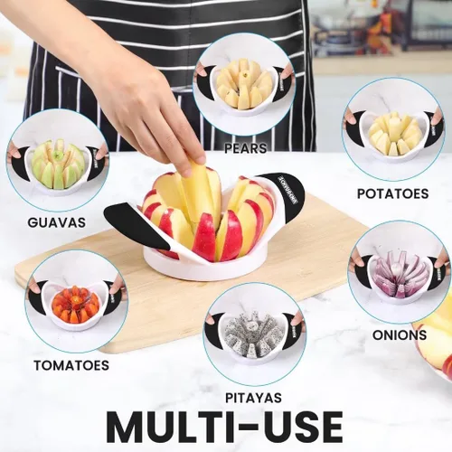 Vista 5 de SCHVUBENR Cortador de manzana grande de 4.72 pulgadas con 12 cuchillas, cortador profesional de manzana, descorazonador de manzana de acero