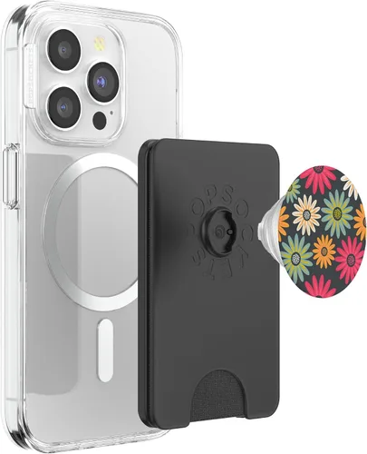 Vista 3 de Modern Florals on Grey PACJ0194 PopSockets PopGrip: agarre intercambiable para teléfonos y tabletas PopSockets PopWallet para MagSafe