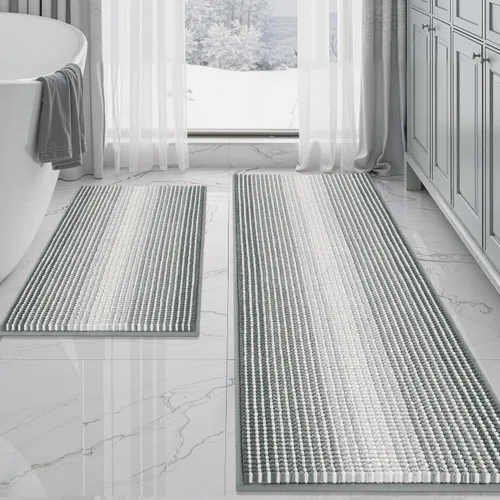 Vista 120 de BSICPRO Tapetes de baño de felpilla, 20 x 32 pulgadas, antideslizantes, absorbentes, suaves, peludos, para baño, lavables a máquina (salvia)