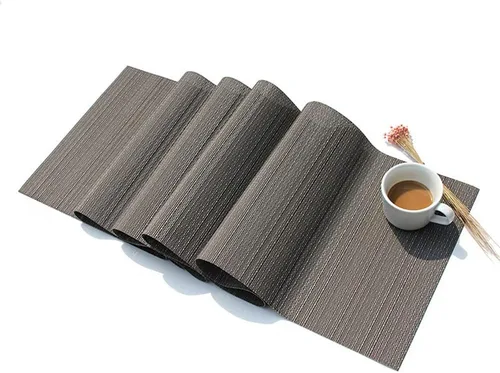 Vista 3 de Camino de mesa moderno de PVC de vinilo para comedor, mesa de café, cómoda (beige, 12 x 70 pulgadas)