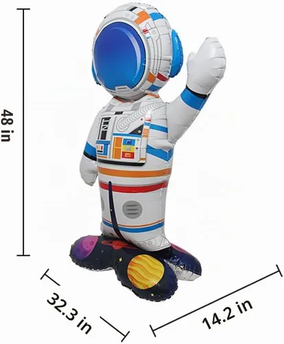 Vista 2 de Globos de aluminio con forma de cohete y astronauta en 4D de pie, globos de aluminio para helio, temática del espacio exterior, decoración de fiesta