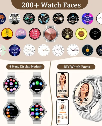 Vista 3 de Reloj inteligente para hombres y mujeres (respuesta/hacer llamadas), relojes inteligentes Bluetooth para iPhone, Android, iOS, IP68, impermeable