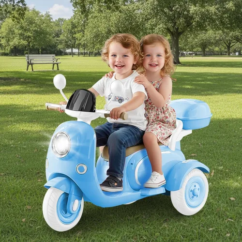 Vista 7 de HEIMILI Motocicleta eléctrica para niños, scooter eléctrico para niños de 3 años, juguete para niñas, scooter de 3 ruedas de 12V para montar