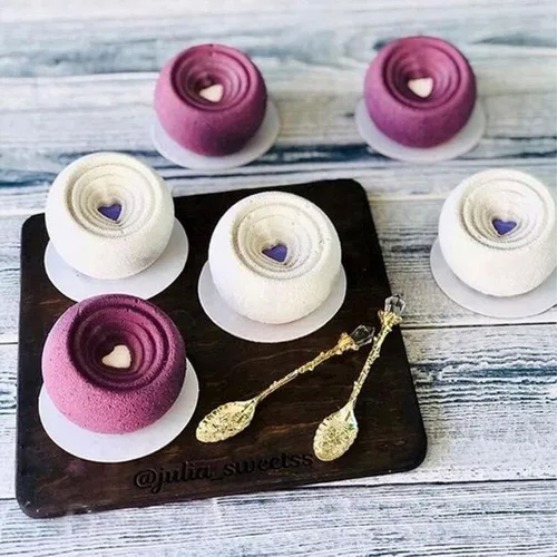 Vista 6 de Moldes de silicona para tartas en forma de corazón, molde para hornear mousse de vórtice para postre, pastelería, pudín, helado, chocolate