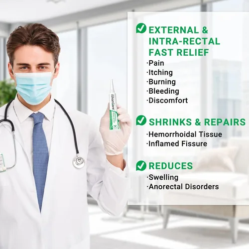 Vista 3 de Crema para hemorroides, ungüento para tratamiento de hemorroides y fisuras extra fuerte, alivio del dolor anal, picazón, sangrado, hinchazón