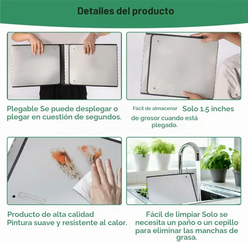 Vista 4 de Guarda contra salpicaduras grande de 4 lados de acero inoxidable plateado para la parte superior de la estufa de freír, protector contra
