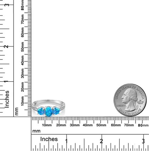 Vista 68 de Gem Stone King Anillo de compromiso de 3 piedras preciosas de oro blanco de 10 quilates con piedra natal y diamantes cultivados en laboratorio
