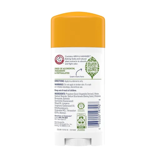 Vista 2 de Desodorante Natural esencial Arm & Hammer, sin perfume, 2.5 onzas, paquete de de 1