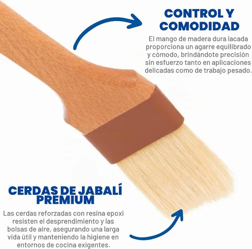 Vista 3 de SPARTA 4037000 Cepillo de repostería de nailon para hornear cerdas de jabalí en ángulo con mango de madera dura y cerdas epoxi para cocinas