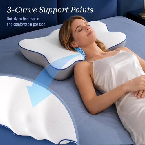 Vista 6 de jiaao Almohada cervical ergonómica para dormir, almohada refrescante para adultos, almohadas cervicales de espuma viscoelástica 100% para aliviar